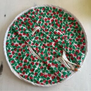 Vintage Strawberry Pattern Bowl Carrier Picnic Potlucks Cottage Farm